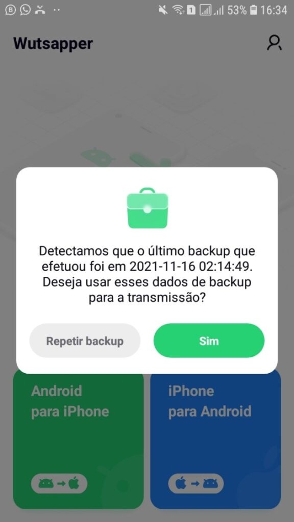 Detectando o último backup com o Wutsapper