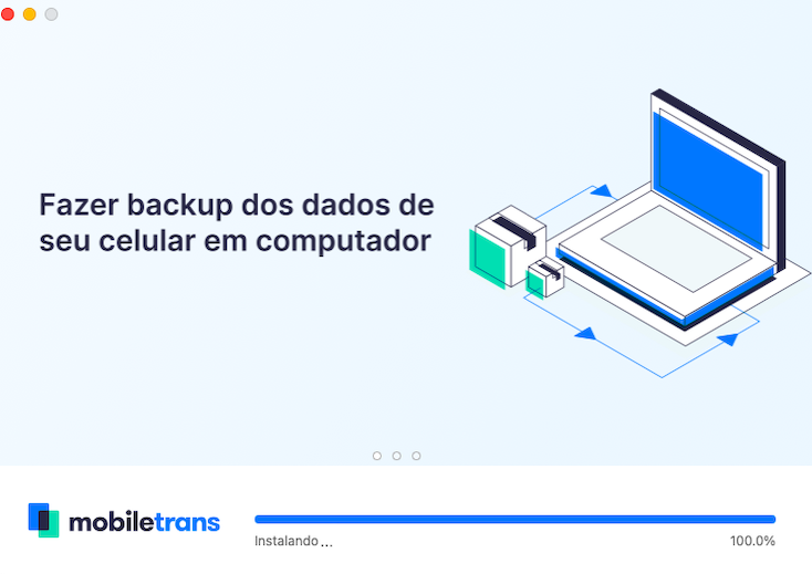 Instalação do MobileTrans concluída no MacOS